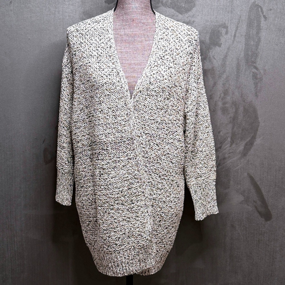 Lane Bryant Cardigan Sweater Womens 18/20 Cream Knit Marled Open Front Long NWT